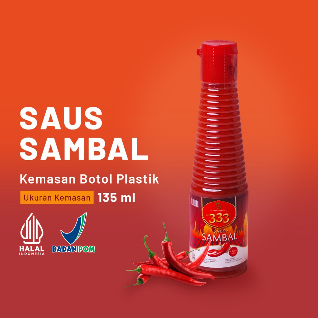 Jual Cap 333 Saus Sambal Botol PET 135ml – Pedas Cabai Asli, Halal ...
