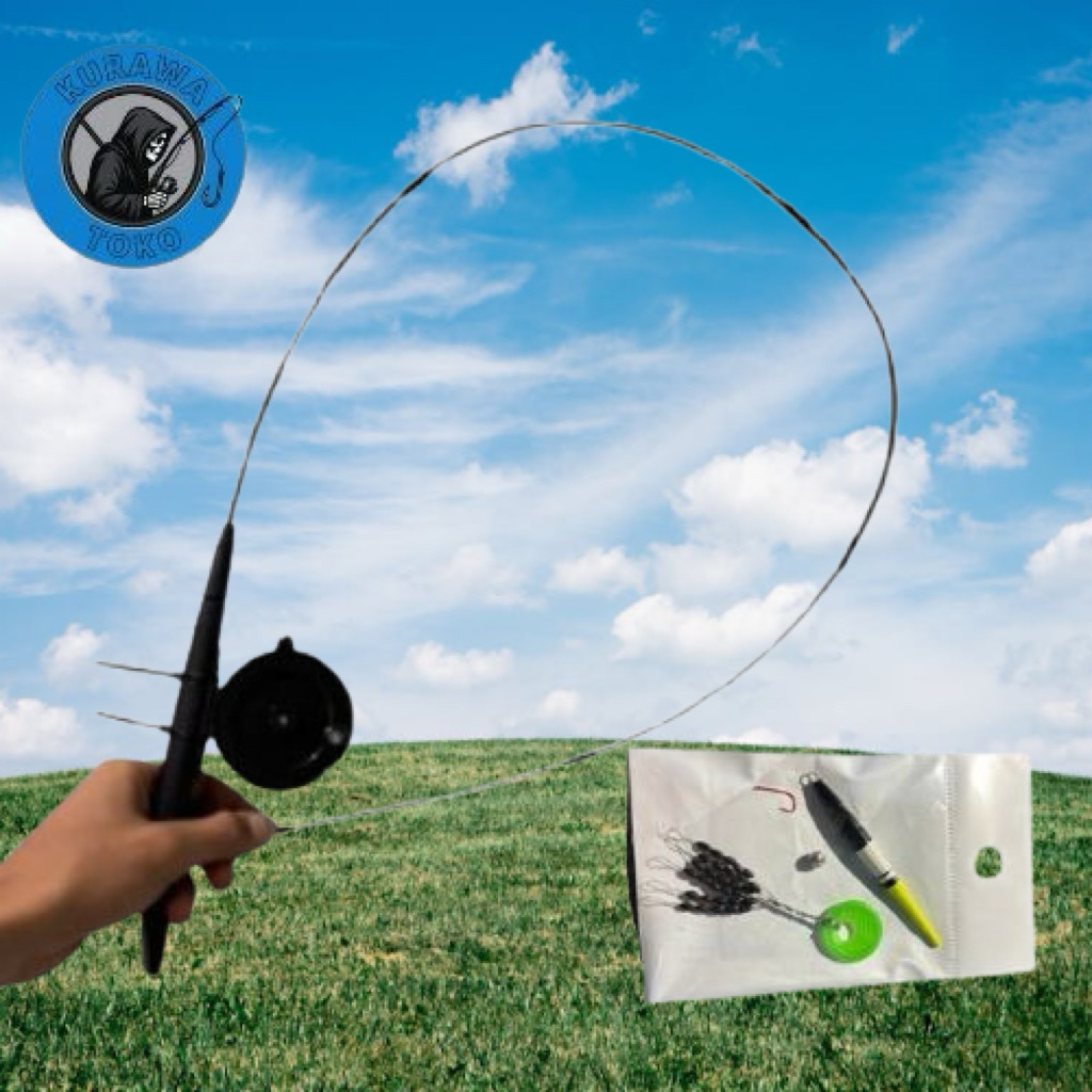 satu set joran spesial microfishing  super lentur 100-120 cm black mamba