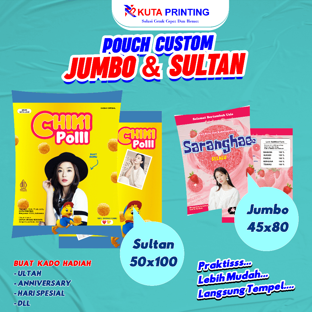 Jual Pouch Snack Jumbo / Kemasan Pouch Snack Ulang Tahun Anak / Pouch ...