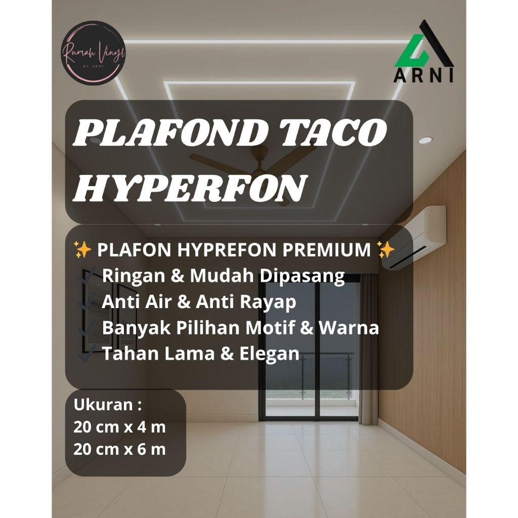 Jual Plafon PVC TACO Hyperfon Doff | Ukuran 4m & 6m | Ringan, Tahan Air ...