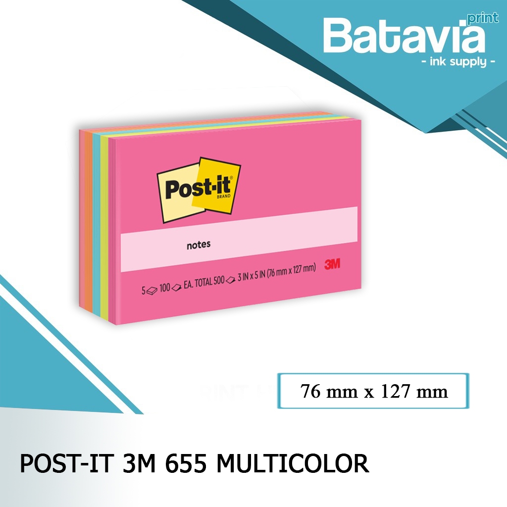 Jual STICKY NOTES POST IT 3M 655 MULTICOLOR 1 PACK ( 5 PAD ) | MEMO 5 ...