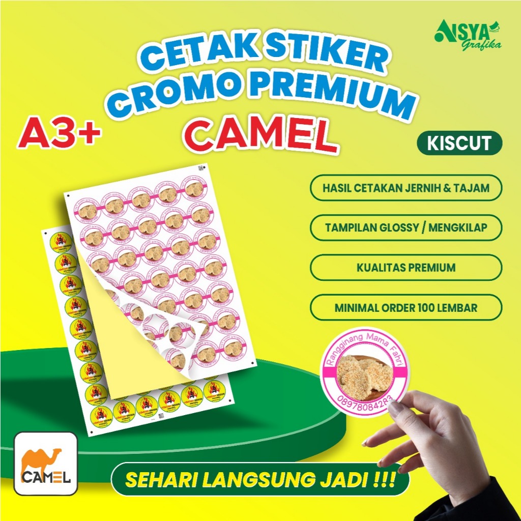 Jual CETAK A3+ STIKER CROMO CAMEL KISS CUT stiker bontak stiker kemasan ...