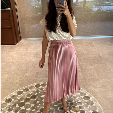 HNGK Signature Midi Skirt Rok Plisket Payung Mayung Midi Tanggung 7 8 Pleated Premium Wanita R04
