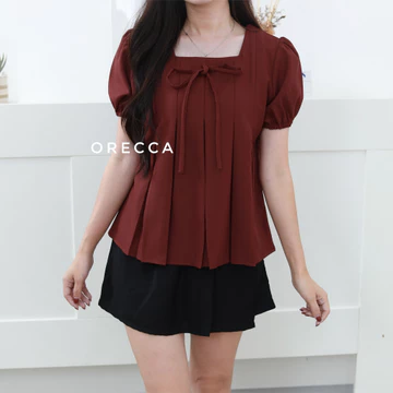 ORECCA Grace Blouse Atasan Wanita Lengan Pendek Pita