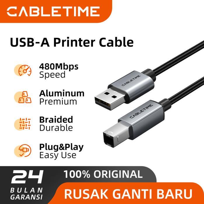 Jual CABLETIME Kabel Data USB A 2.0 Male to USB-B Male For Scanner ...