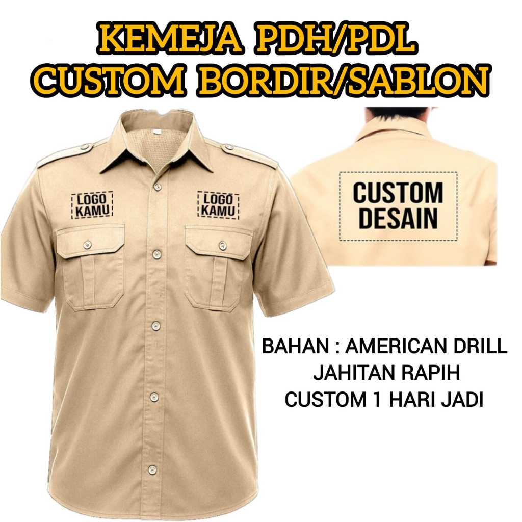 Jual KEMEJA BORDIR CUSTOM PDL - PDH - SERAGAM DINAS - BISA SATUAN ...