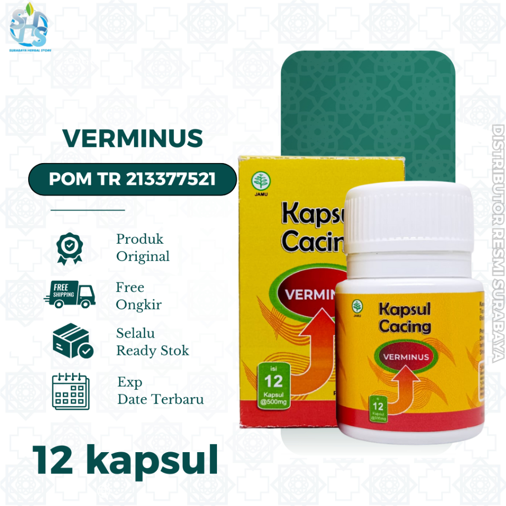 Jual VERMINUS 12 Kapsul Cacing Untuk tipes keluhan Lambung dan Demam ...