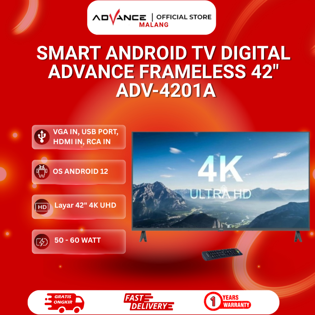 Jual Smart Android TV Digital Advance Frameless 42