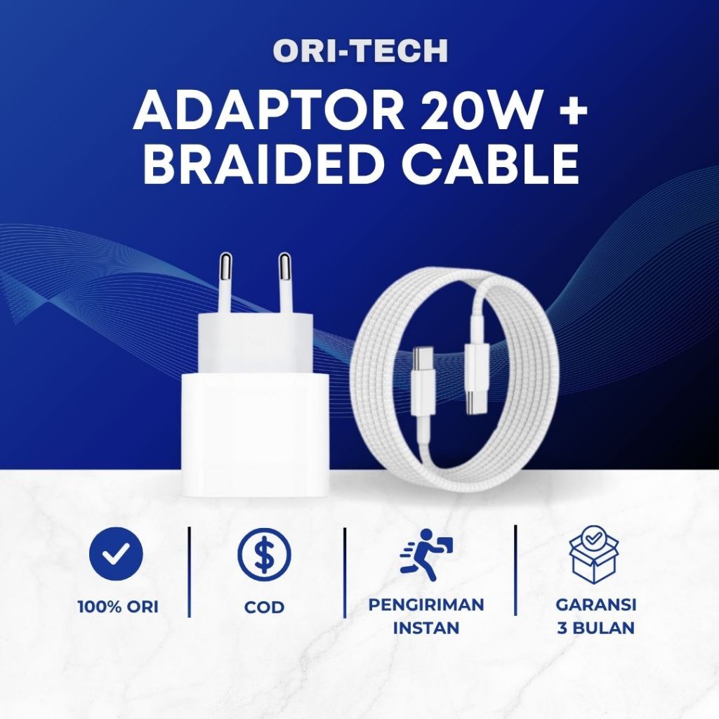 Jual USB-C TO C BRAIDED + ADAPTER 20W FAST CHARGING | Shopee Indonesia