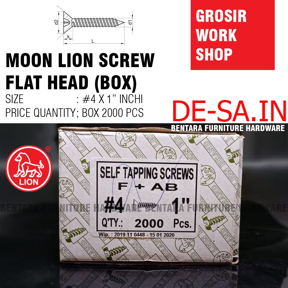 Jual (GROSIR) #4 x 25MM MOON LION BOX (SEKRUP LION #4 X 1