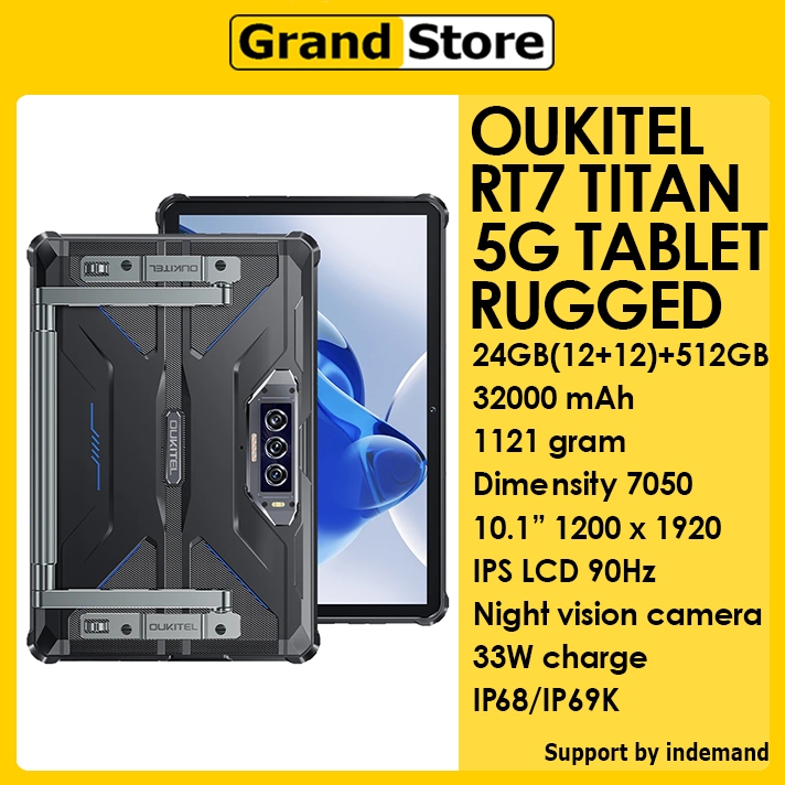 OUKITEL RT7 Tablet Robust 5G - Batteria 32000mAh, 24GB RAM, 256GB ROM, Schermo 10.1'' FHD, IP68/IP69K, Android 13 - 3