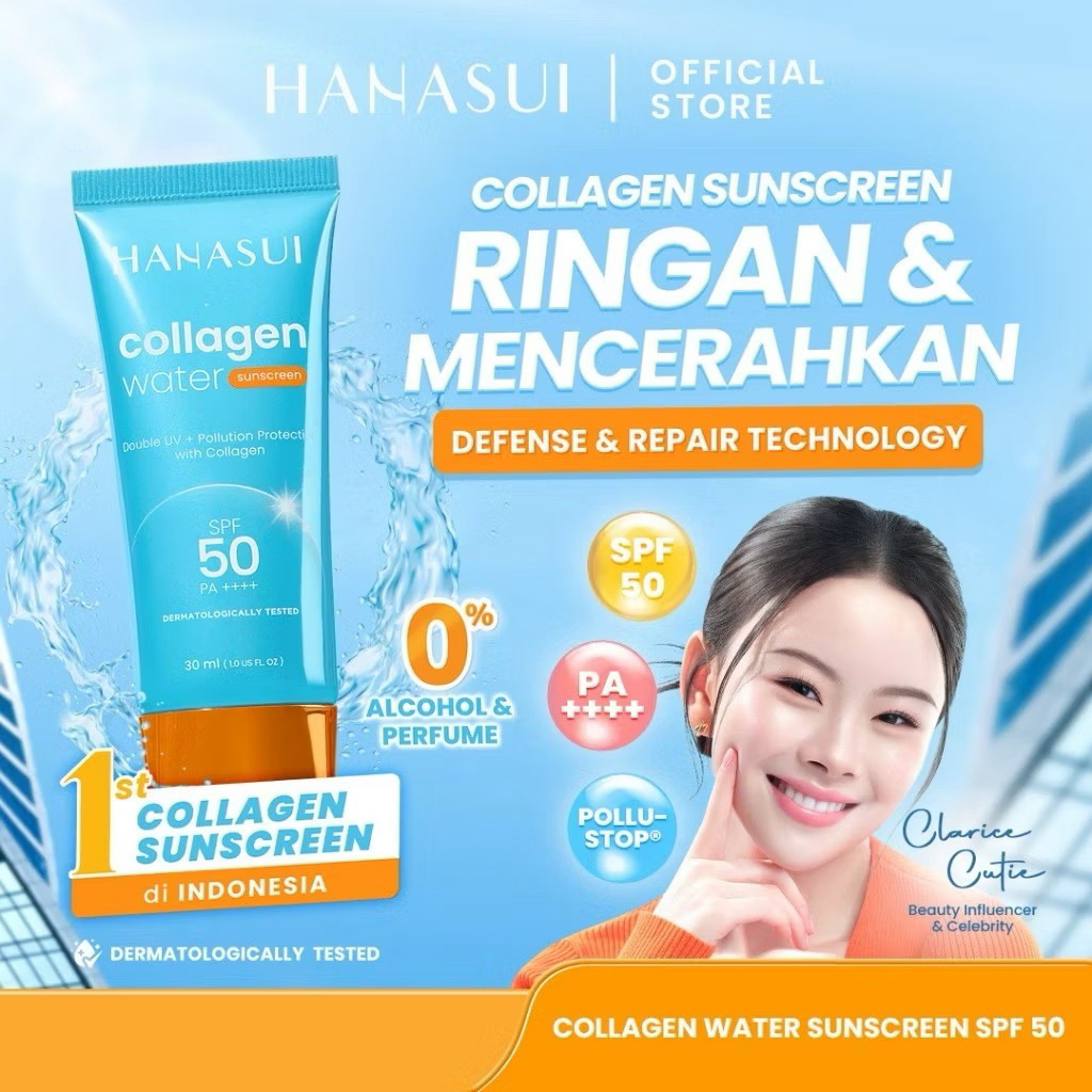 Jual HANASUI COLLAGEN WATER SUNSCREEN SPF 50 PA++ / HANASUI SUNSCREEN ...