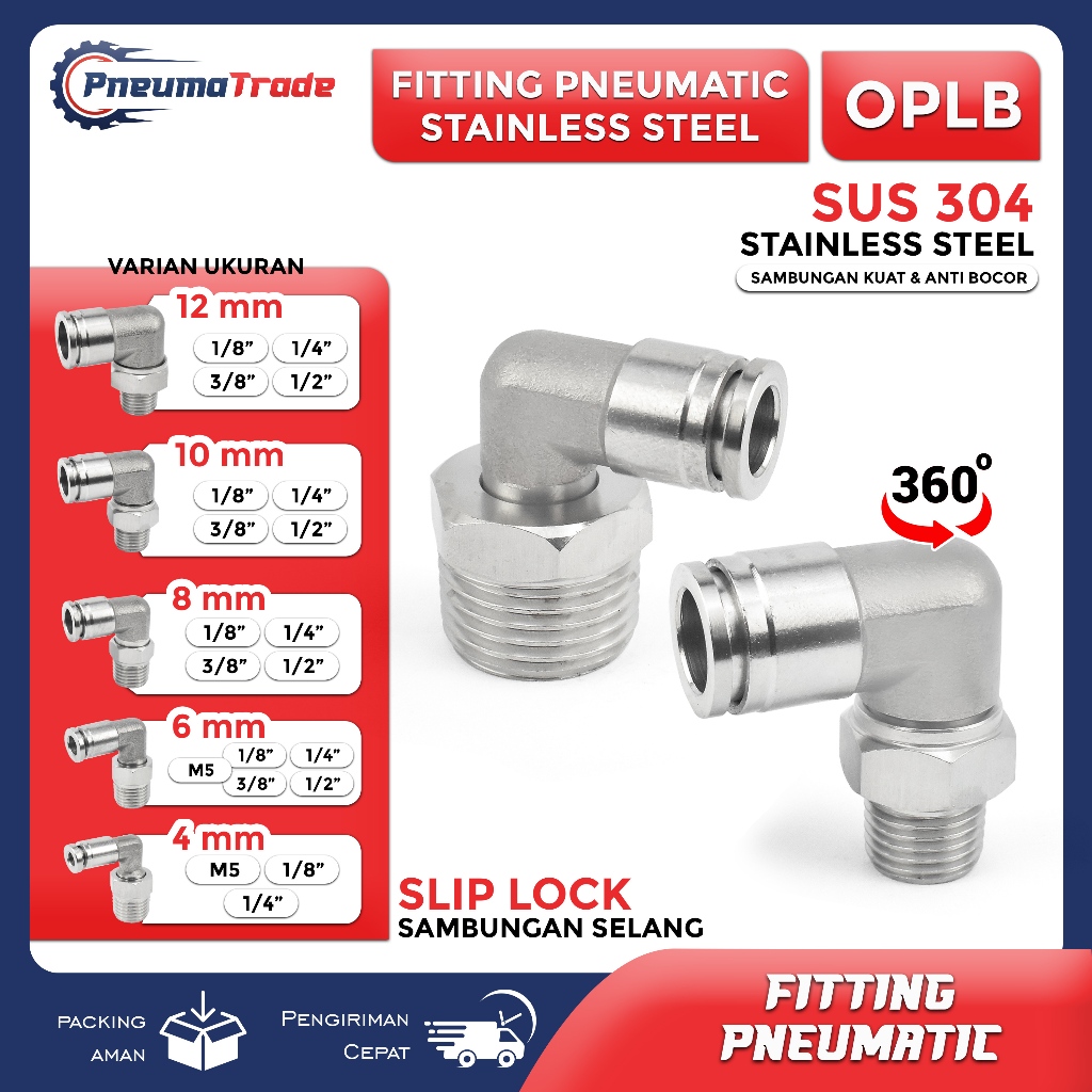 Jual OPLB Fitting Elbow Male Stainless Slip Lock Selang | Shopee Indonesia