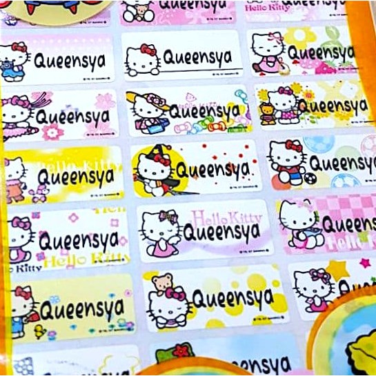 Jual Label Nama Anti Air Sticker Waterproof White Flower Hello Kitty ...