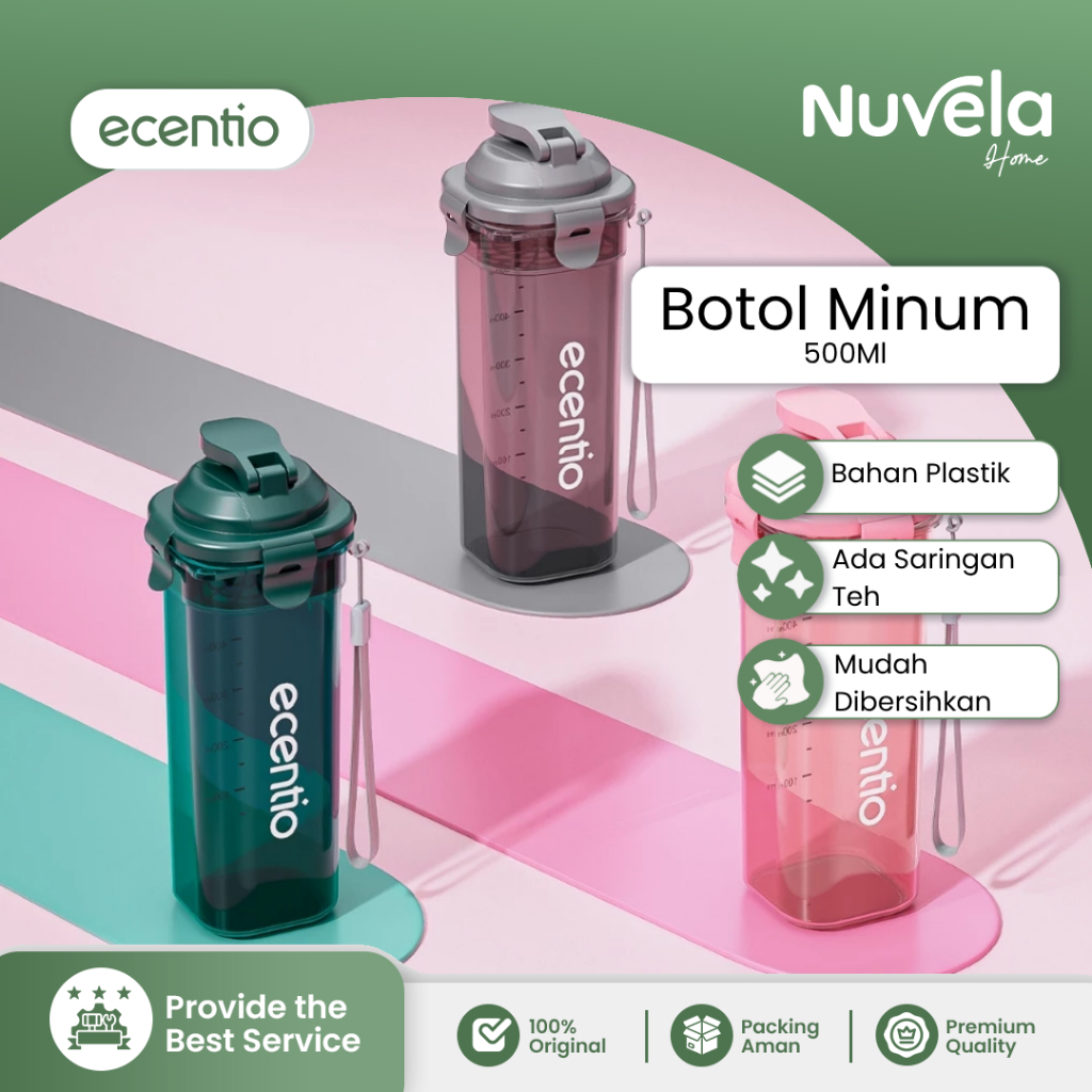 Jual Nuvela Home Ecentio Botol Air Minum Portable 500ml Olahraga Bottle ...