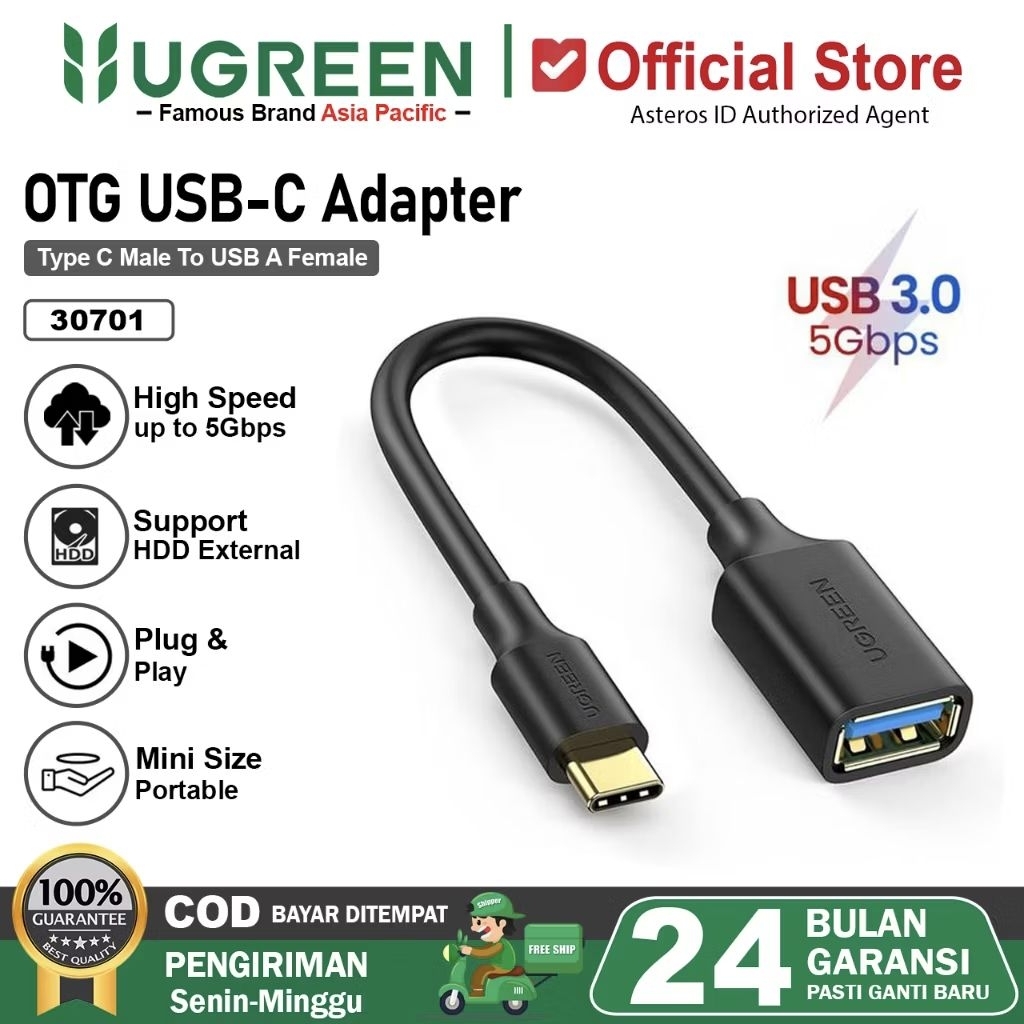 Jual Ugreen Adapter Kabel OTG Type C to USB 3.0 Original | Shopee Indonesia