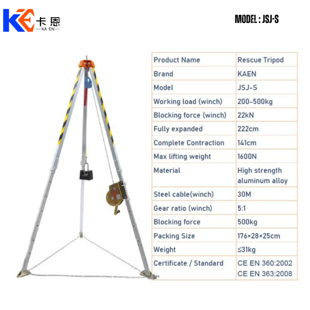 Jual Tripod Rescue Vertical KAEN JSJ-S – Alat Penyelamatan Vertikal ...