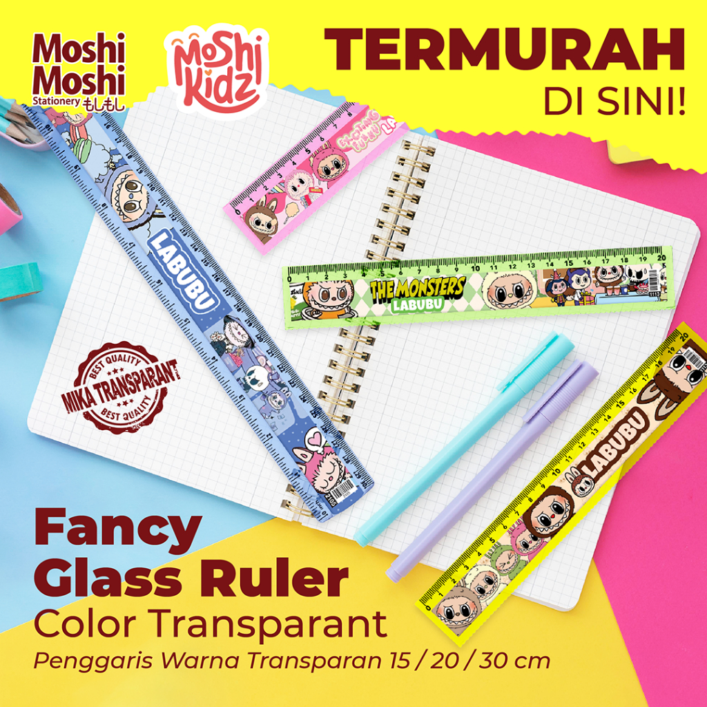 Jual Glass Ruler Fancy Color Moshi 15/20/30 cm Seri Labu Kapi Penggaris ...