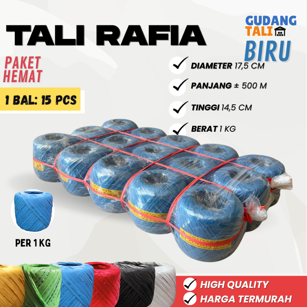 Jual Tali Rafia Warna 1kg Isi 15 Pcs per pack | Warna Merah, Hijau ...