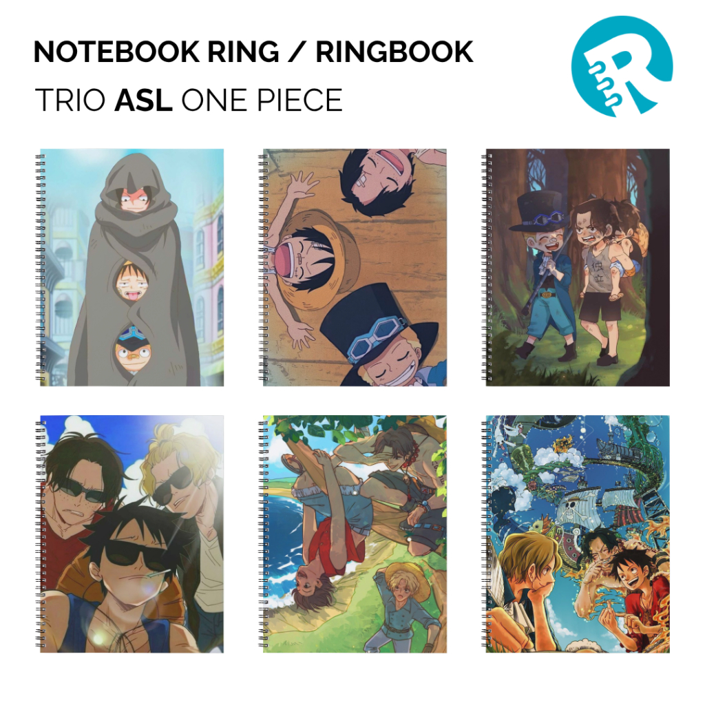 Jual Ace x Luffy x Sabo One Piece Diary Notebook Ring Spiral A6 60 ...