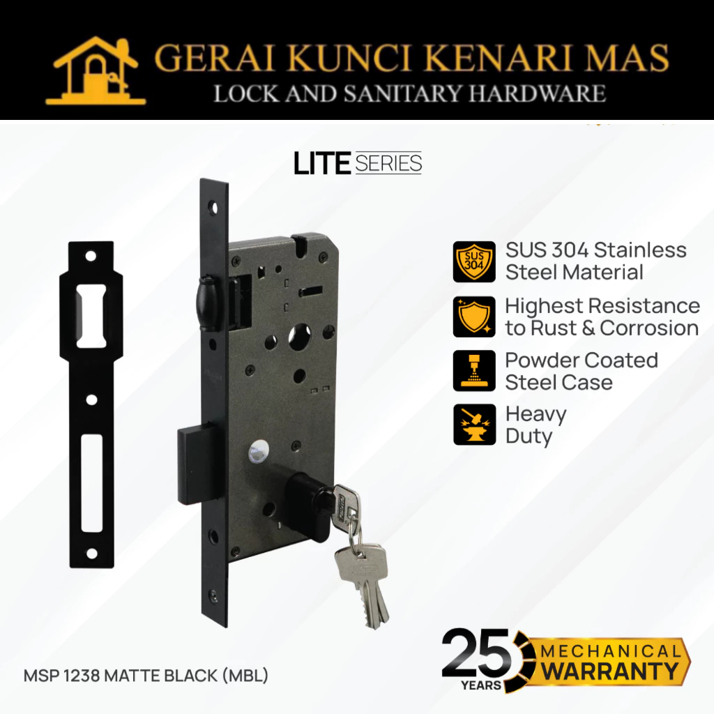 Jual PALOMA MSP 1238 Body Kunci Pintu Pelor Mortise Lock Roller Backset ...