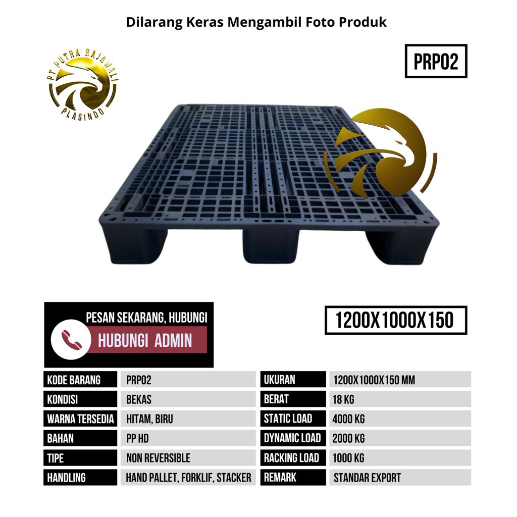 Jual Pallet Plastik Baru Ukuran 1200x1000x150 mm - PRP02 - Hitam ...