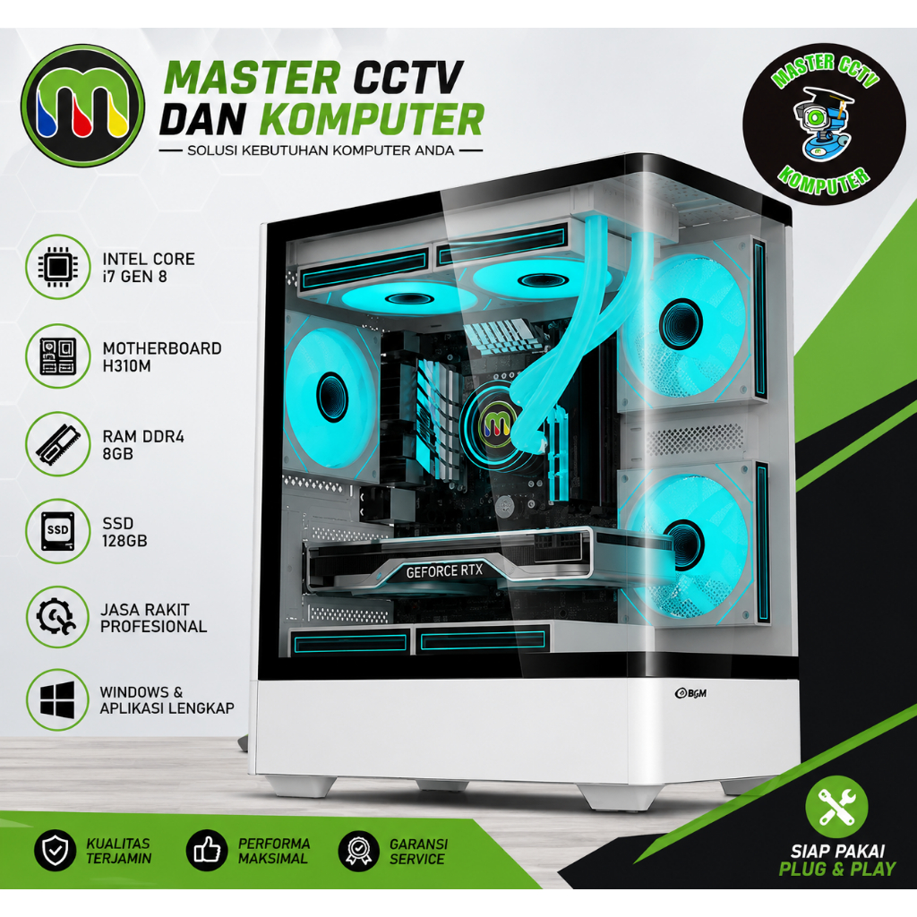 PC Rakitan Intel Core i7 Gen 8 | RAM 8GB DDR4 | SSD 256GB | Hardisk 500GB Penyimpanan | Siap Pakai Windows & Office