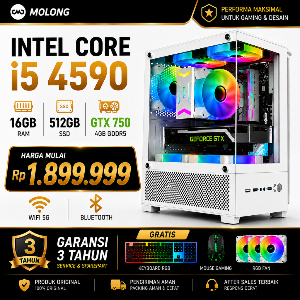 Intel CPU 9/13 generasi i5/i7 PC gaming full set 3/6Juta cocok untuk kantor/desain komputer desktop keyboard dan mouse gratis