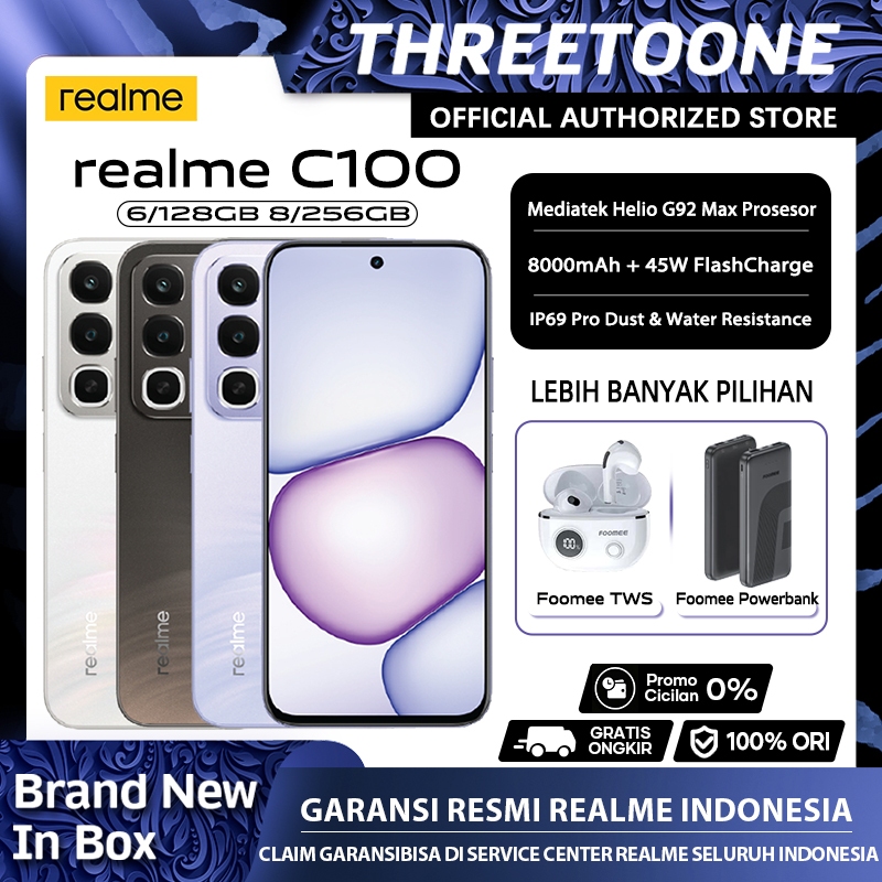 realme C100 8GB+16GB|256GB (8000mAh Titan Long-Lasting Battery | IP69 Pro Dust & Water Resistance)