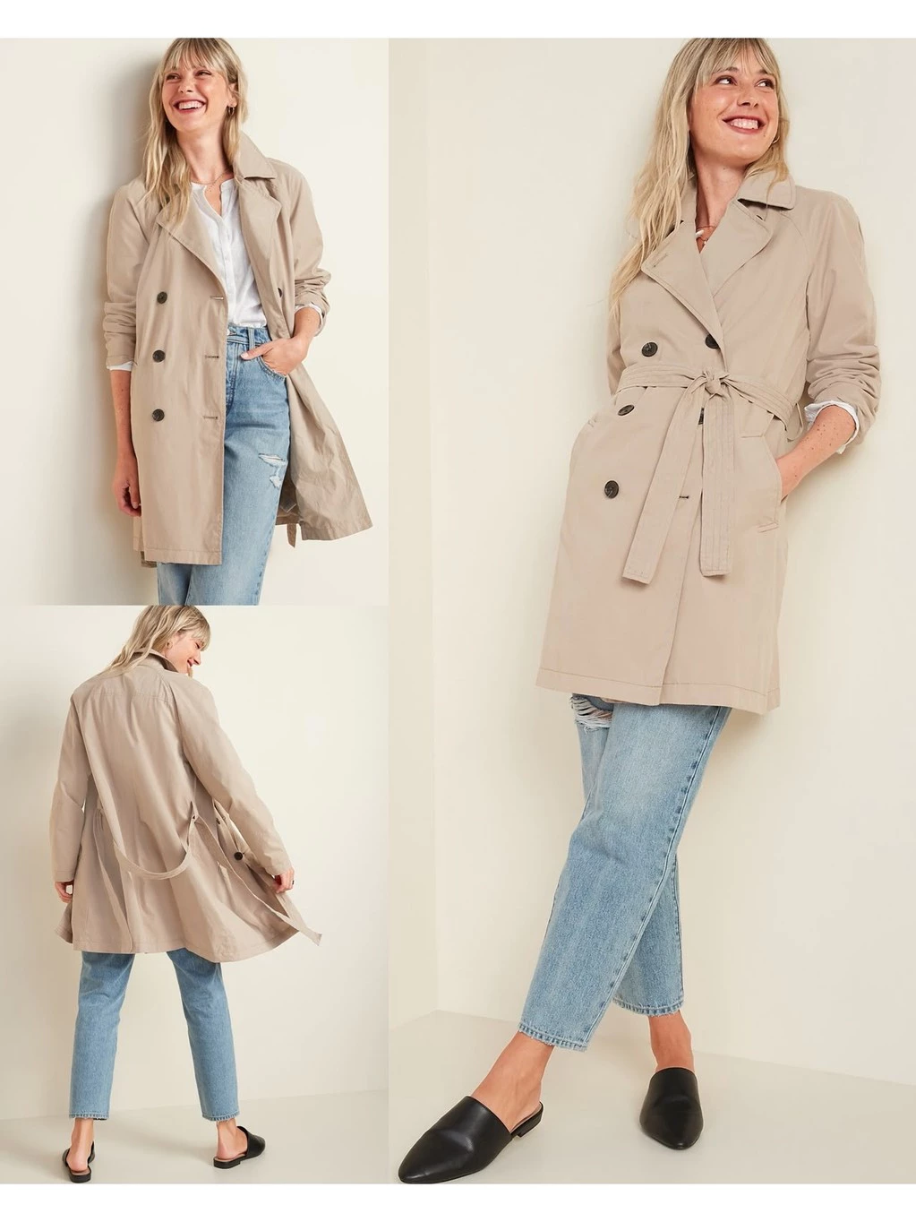 Jaket Wanita OLN Women's Water-Resistant Trench Coat - 2746