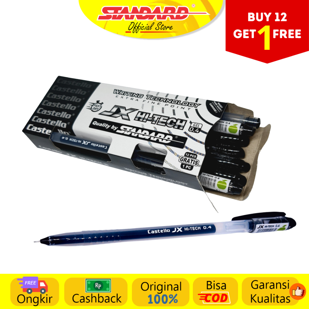 Standard - Pulpen Castello JX Hi-Tech Gel 0.4 ( Alat Tulis / Pen / Ballpoint / Pena )