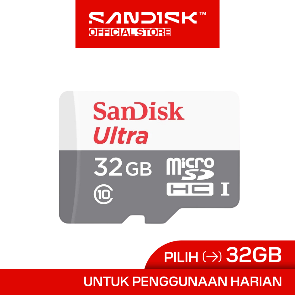SANDISK microSDHC Ultra 32GB UHS-I Class 10 (Up to 100MB/s)