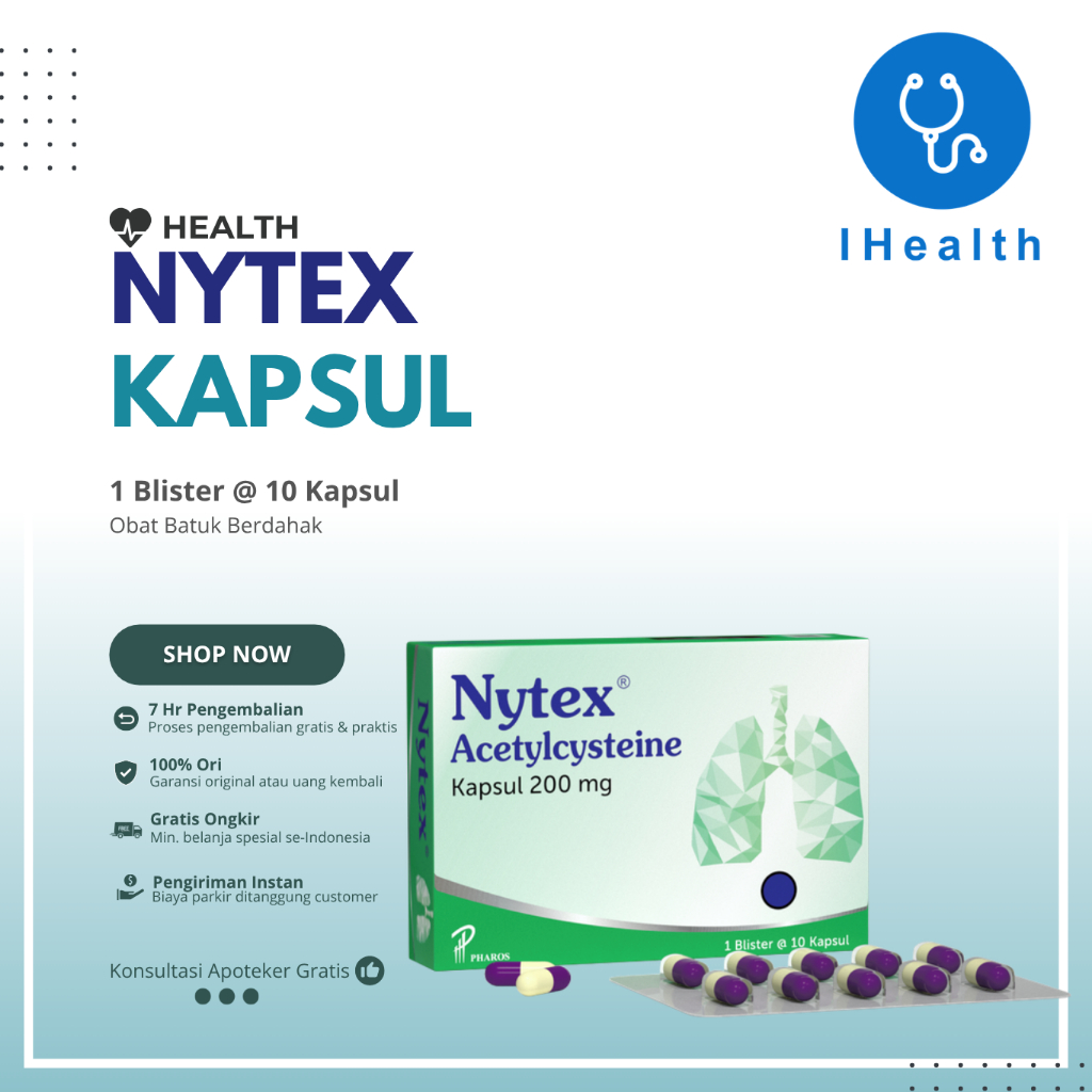Nytex  200 mg 10 Kapsul / Acetylcysteine / Obat Batuk / Pengencer Dahak