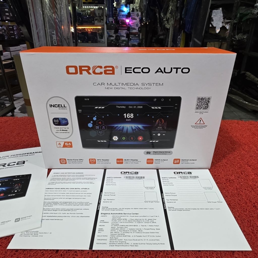 Head Unit Android ORCA ECO AUTO Series ADR-9988 4GB+64GB NFC Suport Kamera 360° QLED Display 9 in