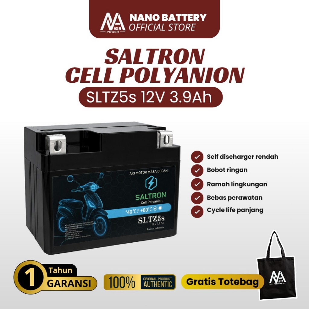 SALTRON BATTERY Aki Motor Polyanion 12V 3.9AH Aki Motor SLTZ5S 12V 3.9AH Aki Kering Garansi Resmi Dari Pabrik Sendiri Aki Maintenance free
