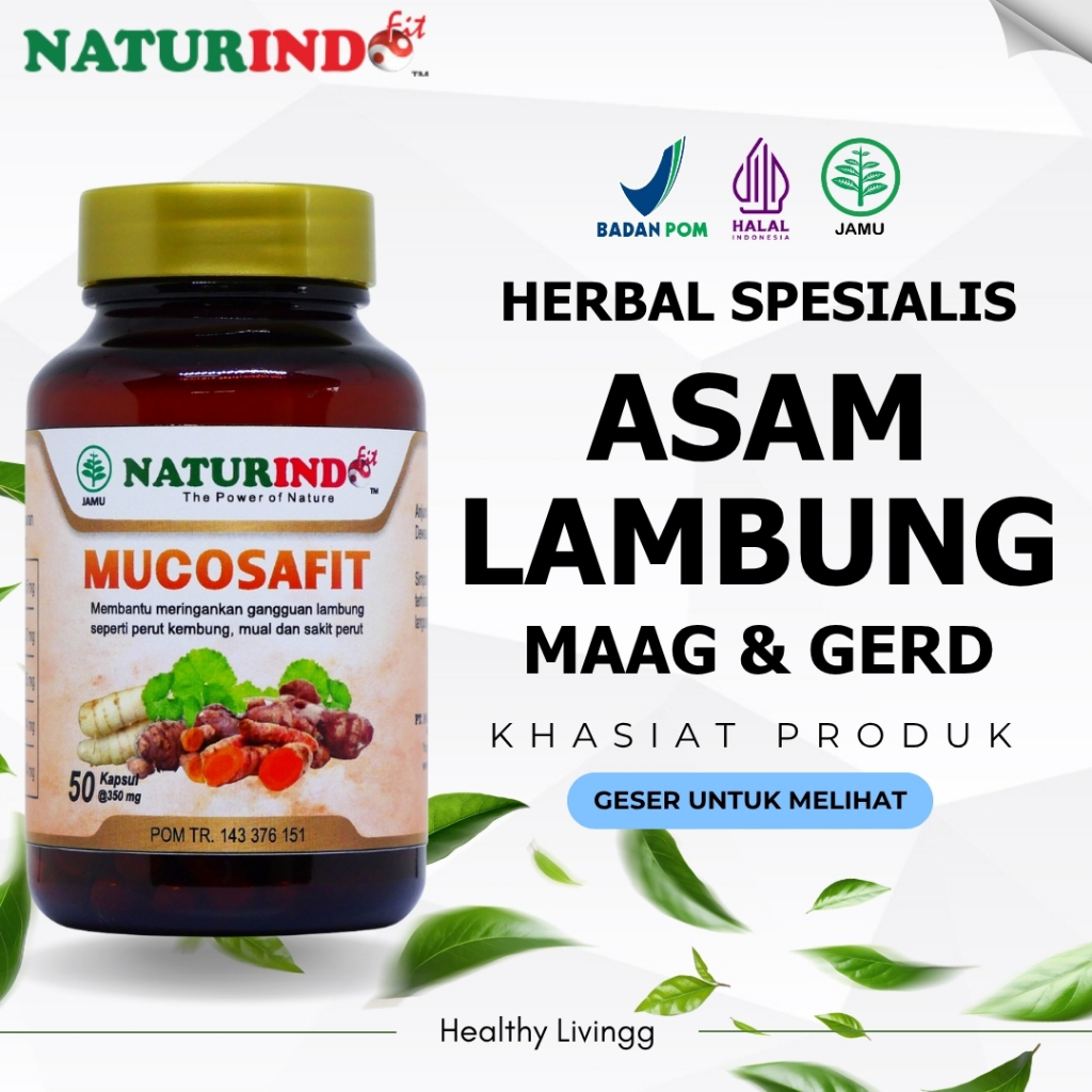Obat Herbal Asam Lambung Naik Maag Kronis GERD dan Bau Mulut Mucosafit Naturindo Original