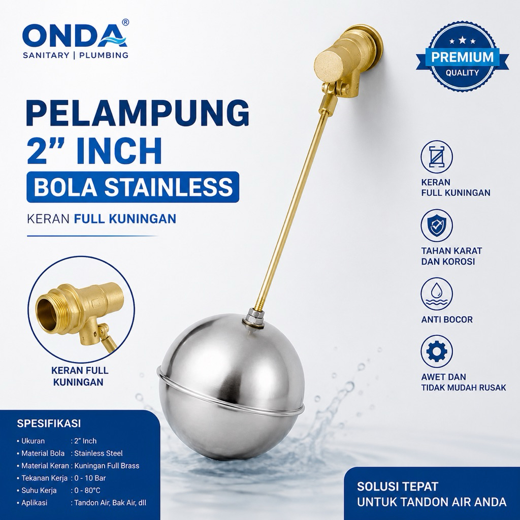 Jual PELAMPUNG TANDON AIR 2” *INCH / FLOATER STAINLESS 2