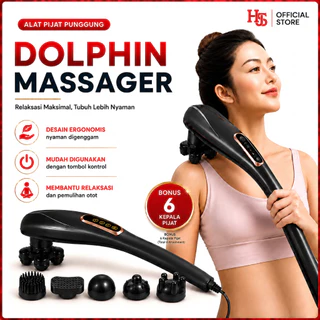 HJS Alat Pijat Dolphin Elektrik 6 Kepala Massager Full Body Leher Punggung Bahu 10 Intensitas