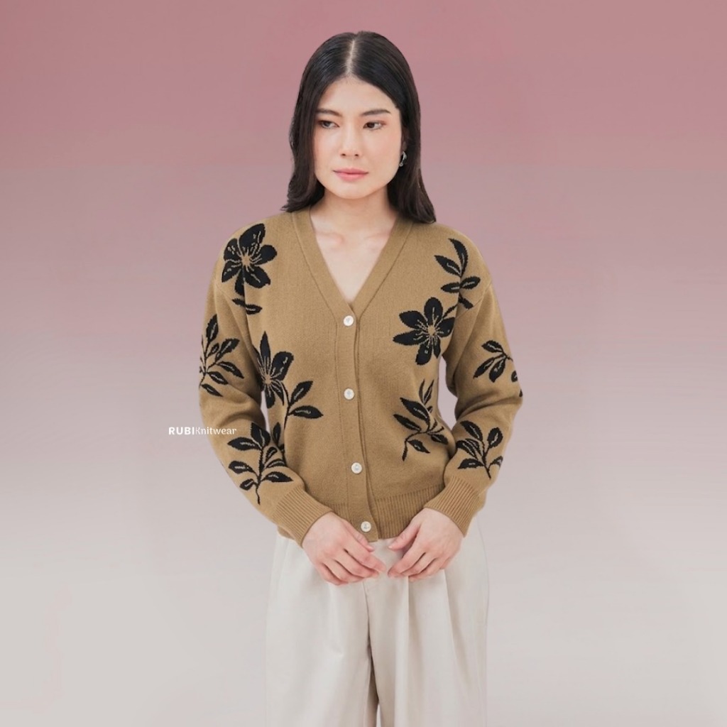 RUBI Fiora cardigan bunga knitwear wanita foto 1