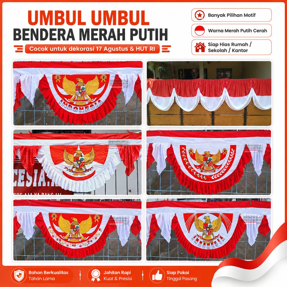 Bendera Merah Putih Background Garuda Polos Backdrop 17 Agustus Dekorasi HUT RI Panggung Sekolah Kantor