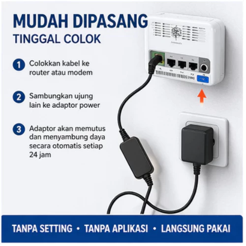 HOHODALINK kabel restart otomatis router dan modem dengan chip pintar pelindung arus