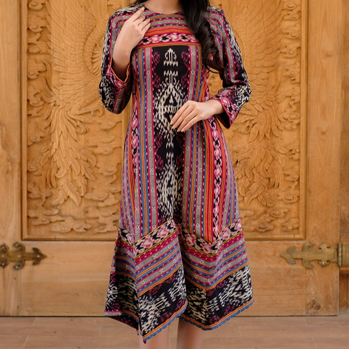 ALAIR | Renggani Dress Tenun Wanita - Merah Salur