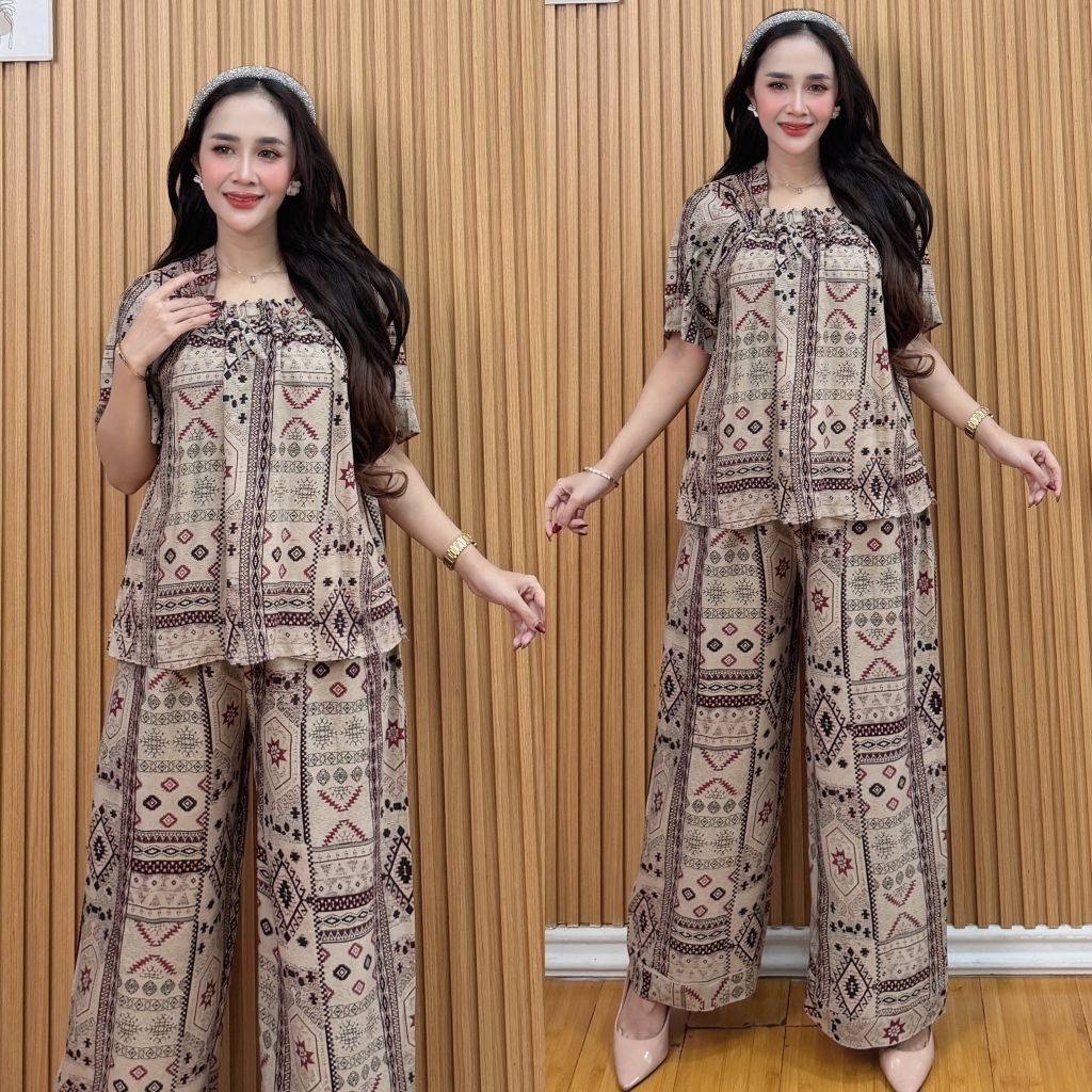 One set Namira motif songket terbaru kain rayon busui frendly resleting depan