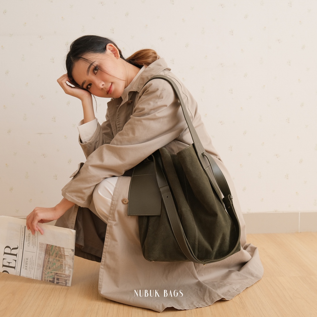 Nubuk Bags - Kano Suede Shoulder Bag - Tas Bahu Selempang Muat Laptop 15inch
