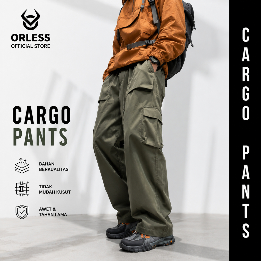 Orless - Celana Cargo Pria Oversize Tactical Outdoor Premium – Celana Lapangan Nyaman dan Kuat Dipakai Harian