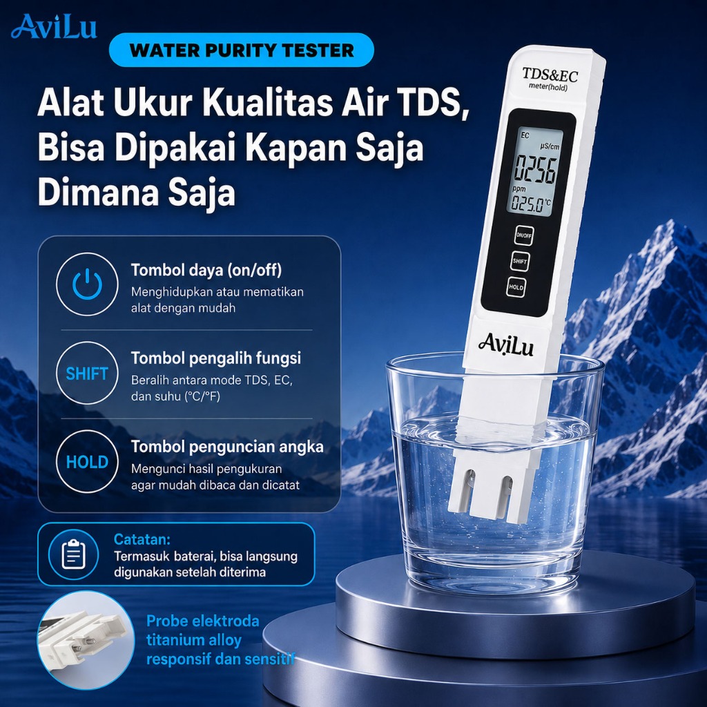 Ready Pen Kualitas Air TDS 3-in-1 Alat Uji Kualitas Air Presisi Tinggi Detektor Kualitas Air Minum Rumah Tangga Alat Ukur Hidroponik