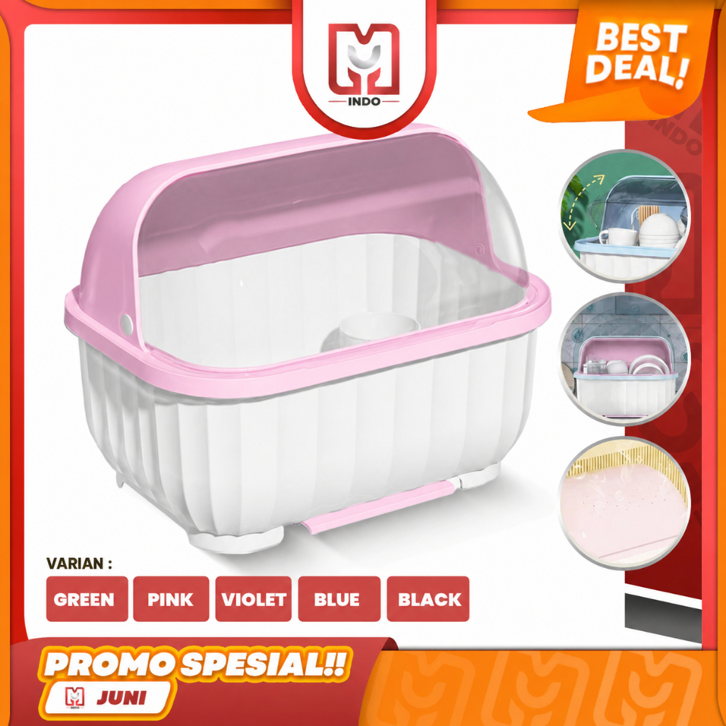 Rak Piring Dengan Tirisan Air C29 Tempat Penyimpanan Alat Makan Mangkuk Sendok Sumpit Garpu