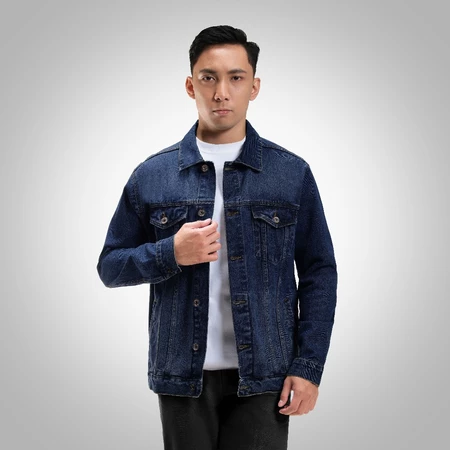 RK002 CUTOFF Falco Jaket Jeans Denim Pria Indigo
