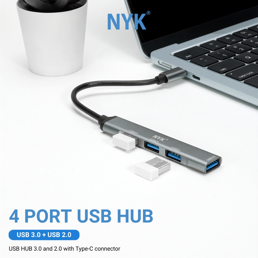 NYK USB HUB 3.0 Port 4 Cable Type C OTG USB V7 COD HUB bergaransi Docking Station Data transfer Mobile phone macbook android iphone ipad tab MHL (2)
