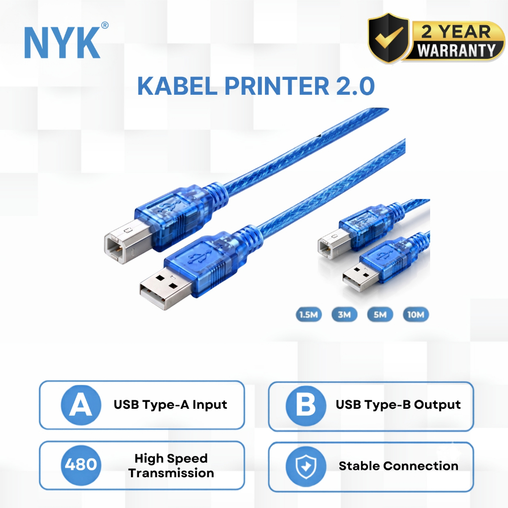 NYK Kabel USB Printer High Speed 1.5M 3M 5M 10M COD